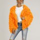 thumbnail image 3 of Abrigos para mujer Chaqueta de suéter con flecos para mujer con top informal de cárdigan de de color sólido hueco tejido personalizado (Anaranjado, XL), 3 of 5