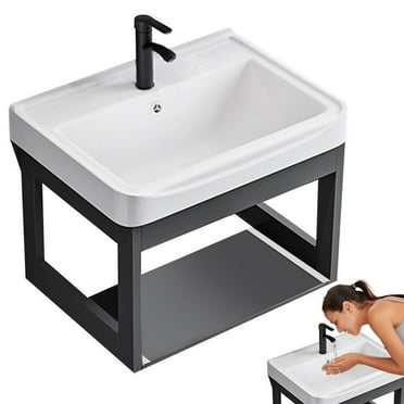 Floating Vanity with Sink, Modern Single Vanity with Sink, 17 Inch Vanity Sink Cabinet Combo Set with Faucet, for Small Space