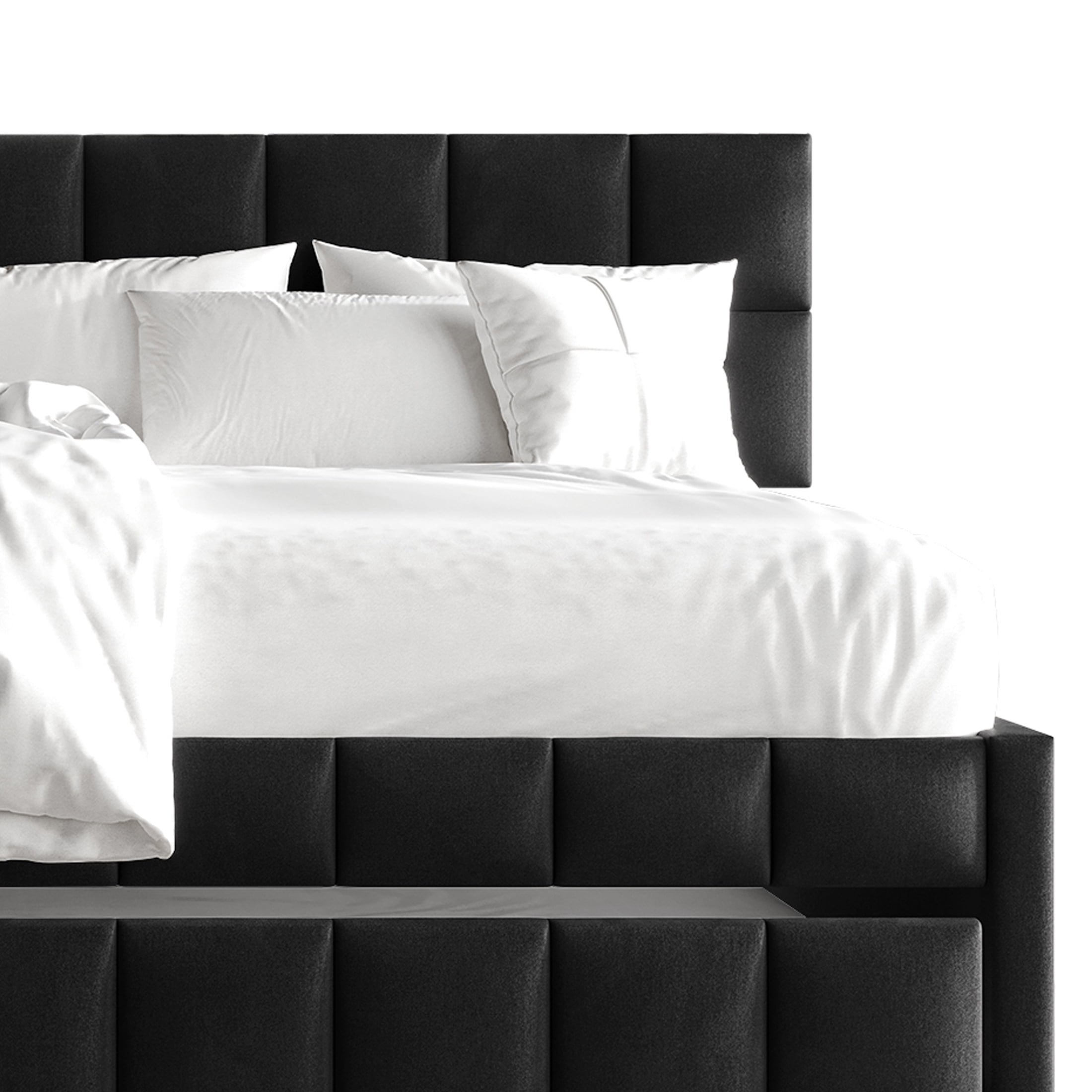 Castle Place Modern Velvet Upholstered Twin Daybed with Trundle, Black