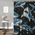 thumbnail image 2 of Shiartex Shark Shower Curtain Ocean Animal Fish Sea Marine Life Underwater Wildlife Kids Boys Fabric Bathroom Curtain Set with Hooks 36x72, 2 of 7