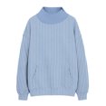 thumbnail image 3 of Kizanda Women Striped Mock Neck Sweatshirt with Front Pocket Loose Fit Printed Fashion Long Sleeve Pullover Sweatshirt Casual Outdoor Soft Raglan Sleeve Fall Winter Blouses M, 3 of 7