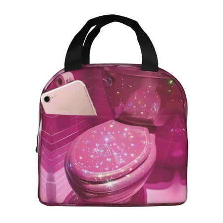 Insulated Lunch Bag for Women Men - Sparkling Pink Toilet Leakproof Cooler Lunch Box for Women Men  Lunch Tote Bags for Work School Picnic Travel