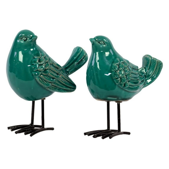 Urban Trends Collection: Ceramic Bird Figurine, Gloss Finish, Green