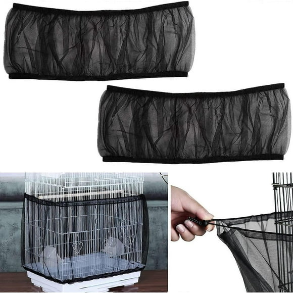 2PCS Cage Cover Covers for Bird Cages Mesh Cover Protection Cage, Guard Skirt Mesh Net Nylon Bird Cage Seed Collector for Parrot Parakeets Canaries