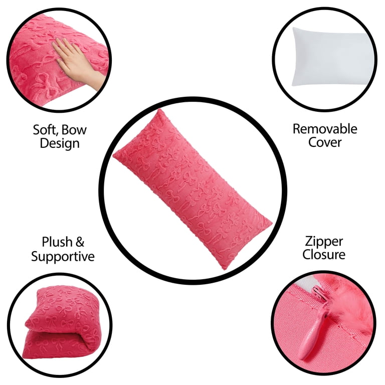 Room Revival Pink Melon Bows Body Pillow, 48"x20" photo 3