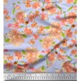 thumbnail image 1 of Soimoi Blue polyester Crepe Fabric Leaves & Floral Printed Fabric 1 Yard 42 Inch Wide, 1 of 1