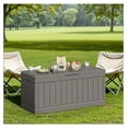 thumbnail image 7 of SONGMY 78 Gallon Outdoor Deck Box Large Resin Storage Box for Patio Furniture Cushions and Garden Tools (Light Brown), 7 of 7