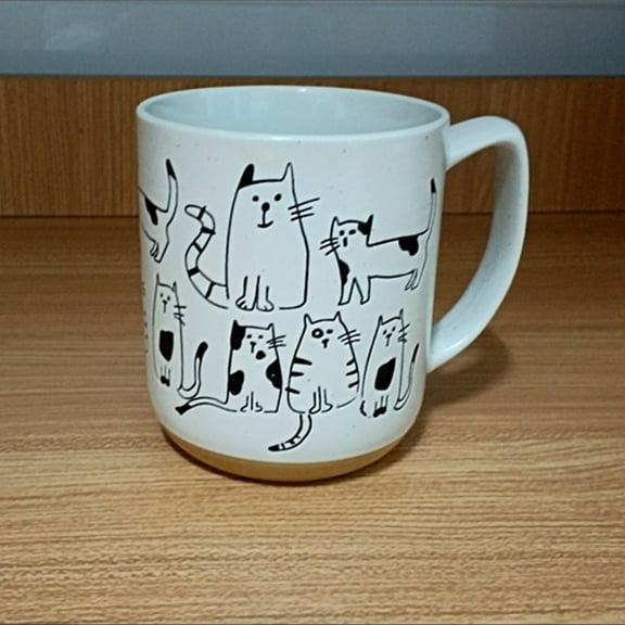 Super Cute Hand-painted Ceramic Tea Cup Cartoon Cat Large Capacity Coffee Mug Cups Home Office Kitchen Bar Creative Gift (A,401-500ml)