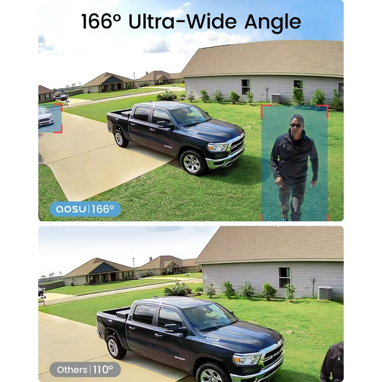 AOSU 3K/5MP Outdoor Security Cameras with Homebase, Spotlight