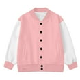 thumbnail image 4 of dazeni Bomber Jacket for Women Lightweight Varsity Casual Button Down Coat Fall Color Block Long Sleeve Baseball Jackets Crewneck Outwear with Pocket, 4 of 5