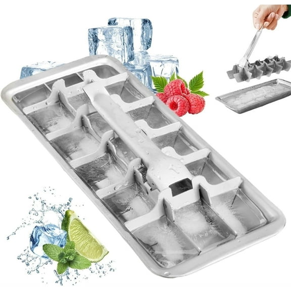 Triani 1Pcs Reusable Stainless Steel & Metal Ice Cube Trays Metal Ice Tray with Lever, Vintage Inspired Icecube Tray Dishwasher Safe for Bars Kitchens & Frozen Foods