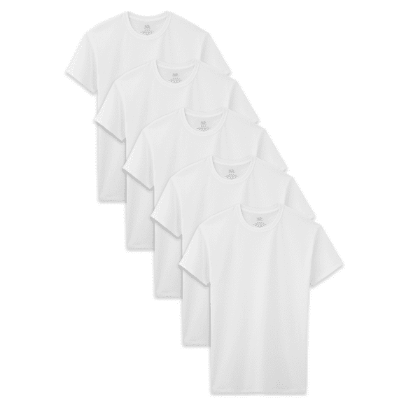 Fruit Of The Loom Boys White Crew T-Shirts 5 Pack, XL, White