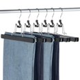 thumbnail image 2 of Perchas de madera AMKUFO negras con clips antideslizantes para pantalones, 12 unidades, 2 of 8