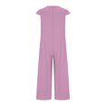 thumbnail image 4 of Jumpsuits for Women Summer Loose Wide Leg Jumpsuits Solid Color Plus Size Short Sleeve Rompers Overalls Pink L, 4 of 5