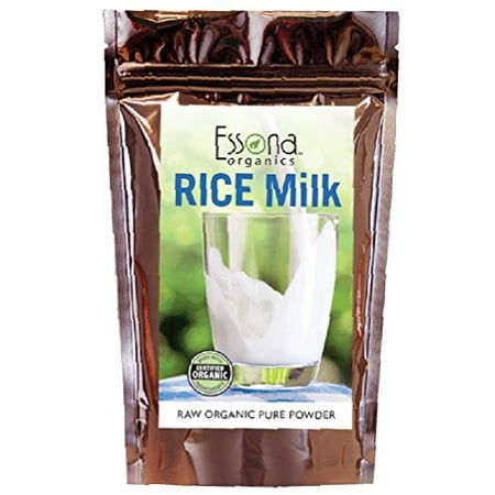 Raw Organic Rice Milk Powder from Essona Organics. Convenient re-sealable pouch. Now Larger 240 grams size, 33 %