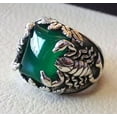 thumbnail image 5 of Green Onyx Mens Ring, Natural Green Onyx, December, Scorpion Silver Jewelry, 925 Silver Ring, Birthday Gift, Heavy Mens Ring, Arabic Design, Ottoman Style Ring, Christmas, Turkey Mens Signet Ring, 5 of 5