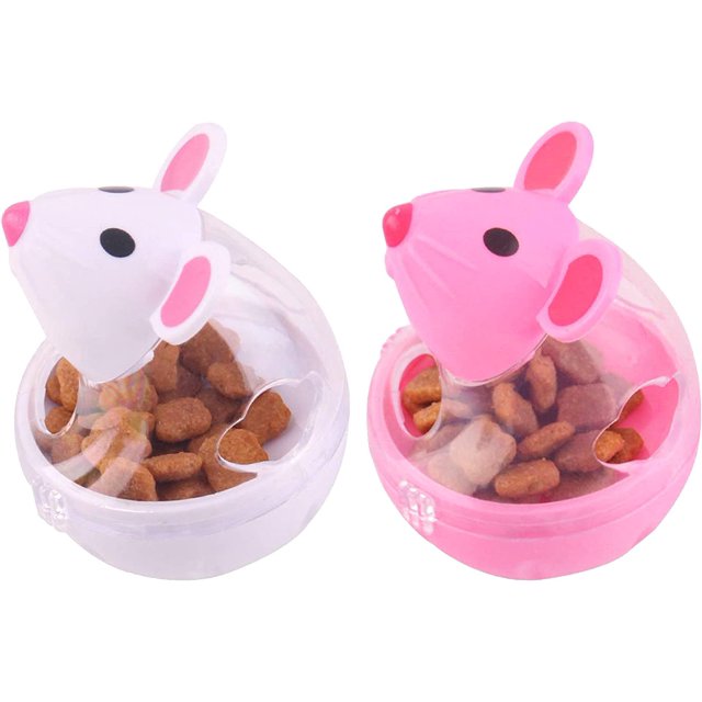 Vaso para gatos con fugas, Bola de comida para ratón, Bola de comida para gatos, juguete interactivo para interiores y exteriores, 2 unids/lote JM