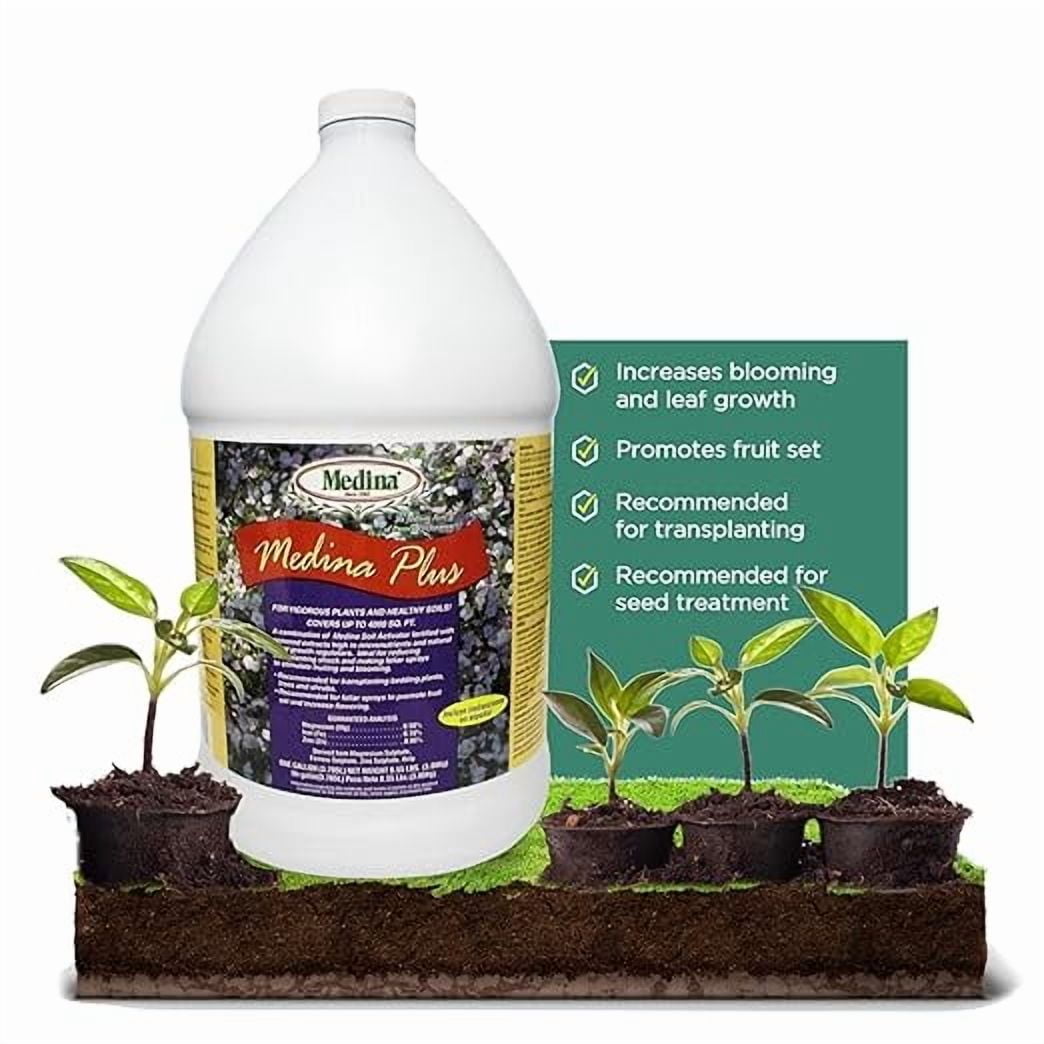Medina Plus Liquid Fertilizer - Blooming and Fruiting Enhancer - 128 fl oz Jug by Medina