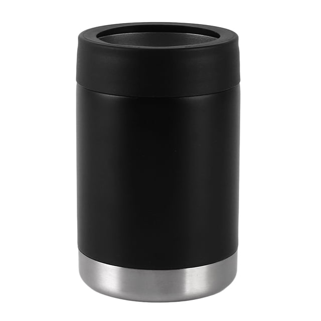 Enfriador de latas de 12 oz, de acero inoxidable, con aislamiento de doble pared, color negro, para coche