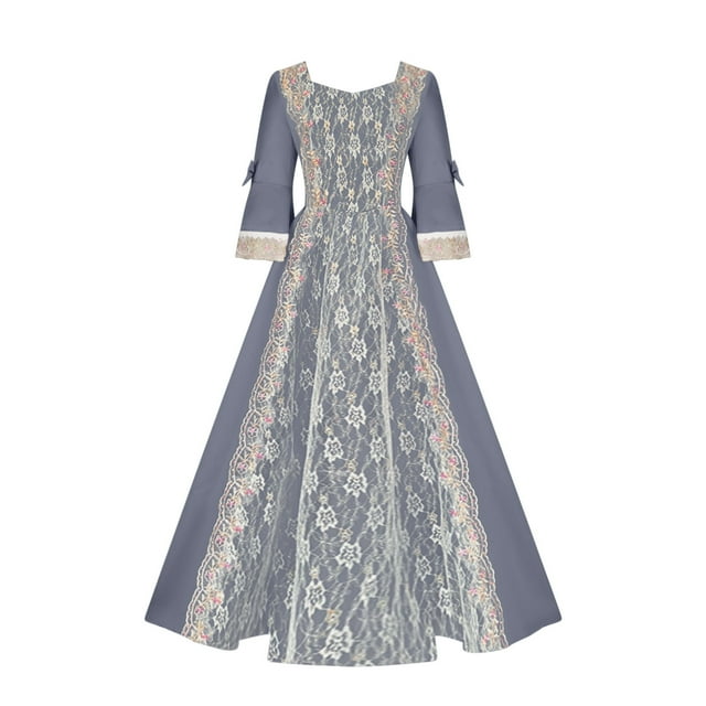UPPADA Costumes Gothiques pour Femmes Robes Victoriennes à Manches Longues Robe Corset Grande Taille Robe Maxi Fluide Robe de Fête Robe Cocktail Robe Lacée Robe de Mascarade Jolies Robes de Bal Aubaines Aujourd'hui Seulement Liquidation