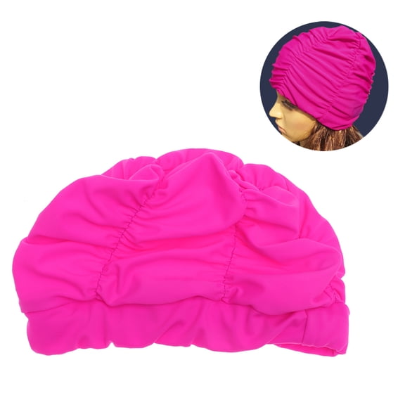 FOMIYES Fashion Pleated Swim Hat Rosy Protects Hair and Ears While Swimming