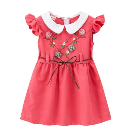 

SDJMa Toddler Baby Kids Girls Ruffle Floral Embroidery Princess Dress Outfits