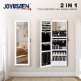 thumbnail image 2 of Mirror Jewelry Cabinet, Wall/Door Mounted Armoire with Full-Length Mirror, Hanging Organizer LED Interior Lights, White, 2 of 2