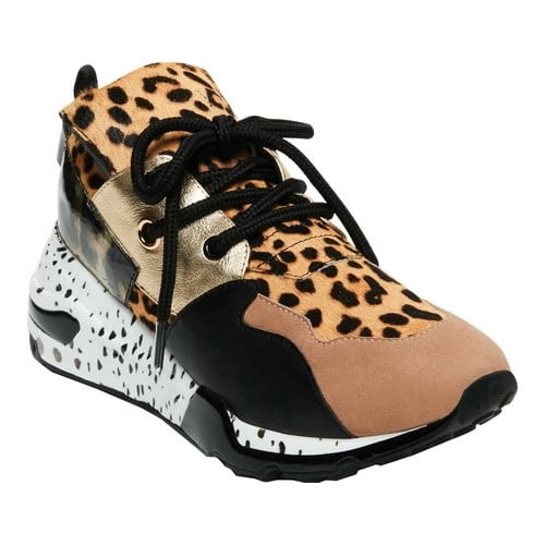 Cliff Leather Leopard Print Lace-Up 