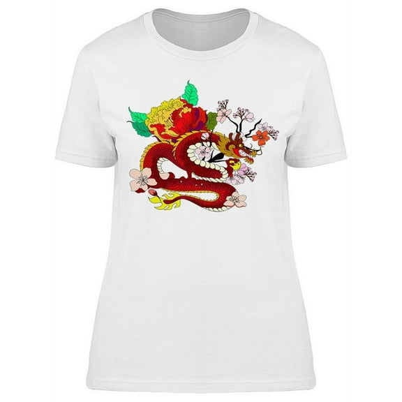 Sakura Flower Dragon T-Shirt Women -Image by Shutterstock, Female XX-Large