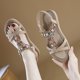 thumbnail image 2 of Zapatos Verano Sandalias Planas Cómodas Flores Diamantes Imitación Bohemias para Mujer, 2 of 9