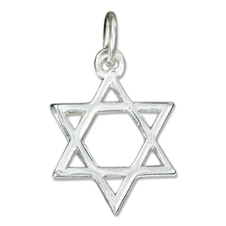 Simple Jewish Star Charm - STERLING SILVER HIGH POLISH JEWISH STAR OF DAVID CHARM