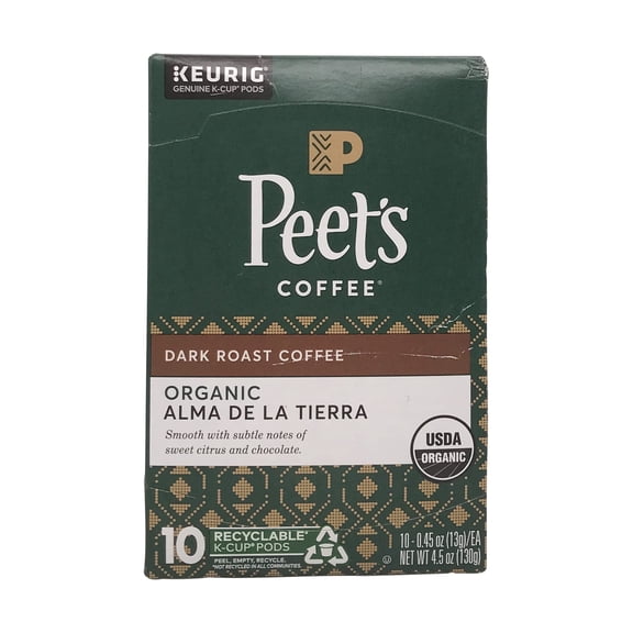 Peet,S Coffee, Dark Roast K-Cup Pods For Keurig Brewers - Organic Alma De La Tierra, Usda Organic 10 Count (1 Box Of 10 K-Cup Pods)