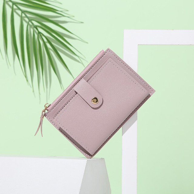 Carteras de mujer a la moda, monedero de cuero para mujer, Mini cerrojo, tarjetero sólido, monedero corto, cartera pequeña delgada, cerrojo con cremallera Tan Jianjun unisex