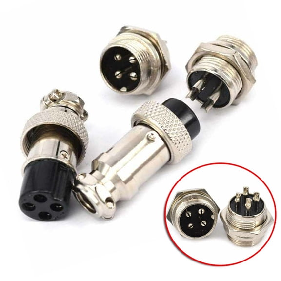 5Pcs Aviation Plug 4-Pin 16Mm Gx16-4 Metal Male Female Panel Connector Socket