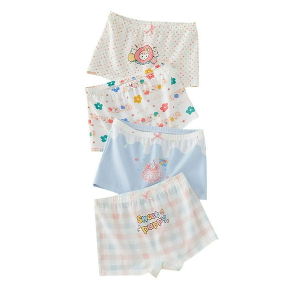 Bovxnpu Boys Girls Underwear Toddler Panties, 4PC Girls Cotton Boxers Briefs, Children's Underwear Cotton Flat Corner Pants Summer Thin Style Underwear 1.5 Years