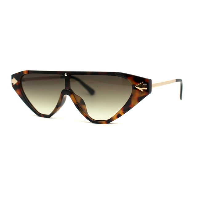 Lunettes de Soleil pour Femmes à Tige Plate, Oeil de Chat Rectangulaire Carré, Écaille, Or Brun