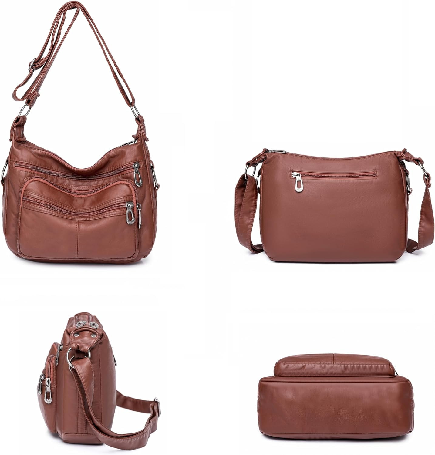 Tote Shoulder Handbags for Women, Soft Leather Crossbody Adjustable Handle Purse with Zip Closure for Shopping Travel