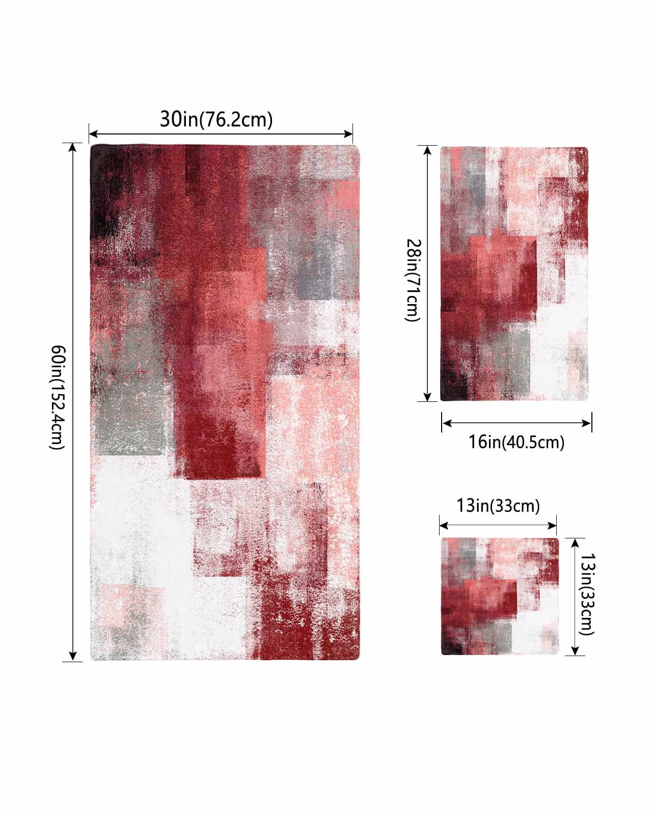 Red Grey Oil Painting Towel Set of 3, Soft Microfiber Bath Towels, Hand Towel, Washcloths, Abstract Modern Street Smear Art Quick-Dry Absorbent Towels for Bathroom Kitchen Hotel Beach Gym Spa