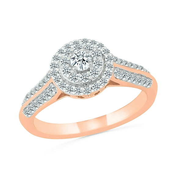 DGOLD 10kt Rose Gold Round White Diamond Elegant Promise Ring (1/2 cttw)