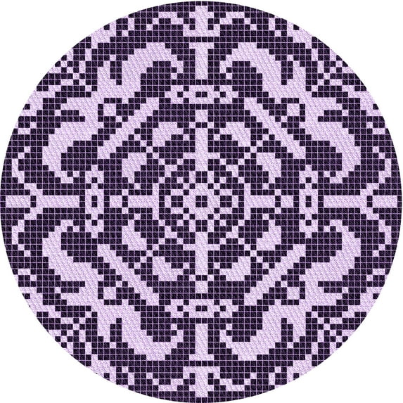 Ahgly Company Machine Washable Indoor Round Transitional Dark Purple Area Rugs, 6' Round