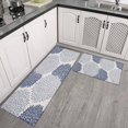 thumbnail image 3 of 2 Piece Navy Blue Green Dalia Rug Kitchen Rug Set, Decor Kitchen Rugs, Absorbent Non-Slip Washable Floor Mats, Home Indoor Runner Rugs 17"x47"+17"x30", 3 of 7