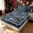 thumbnail image 3 of Manfei Minimalism Camouflage Zipper Queen Comforter Set with Fitted Sheet and 2 Pillowcases, Countryside Camo Zipper Bedding Set, Slate Gray, Black Reversible, 4-Piece, 3 of 7