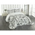 thumbnail image 3 of Ambesonne Sketchy Quilted Bedspread Set 3 Pcs, Vintage Retro Bicycle, Queen Size, White and Dark Sepia, 3 of 5