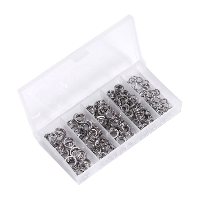 Anillos divididos dobles, 200 piezas, 5 tamaños, anillos divididos resistentes, señuelos de pesca, anillos divididos, estándares líderes en la industria