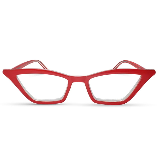 Lunettes de Lecture Œil de Chat Funky Rouges pour Femmes avec Design Robuste - Charnières à Ressort Demi-Monture Lecteurs Cat Eye pour Femmes - Tendance pour Toutes les Formes de Visage Lecteurs à la Mode pour Femmes - Lunettes de Lecture Tricheuses 2.25