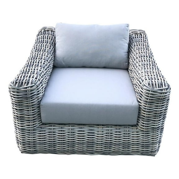Pemberly Row 3-Tone Wicker Gray/Off White/Beige Arm Chair - Silver Gray Cushion