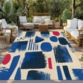 thumbnail image 3 of Fsddascl Blue Red Color Block Outdoor Rug for Patio/Deck/Porch, Non-Slip Large Area Rug 5 x 8 Ft, Aesthetics Abstract Impressionist Indoor Outdoor Rugs Washable Area Rugs, Camping Rug Carpet, 3 of 5