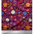 thumbnail image 1 of Soimoi Rayon Crepe Fabric Dot,Leaves & Floral Clip Art Decor Fabric Printed Yard 46 Inch Wide, 1 of 1