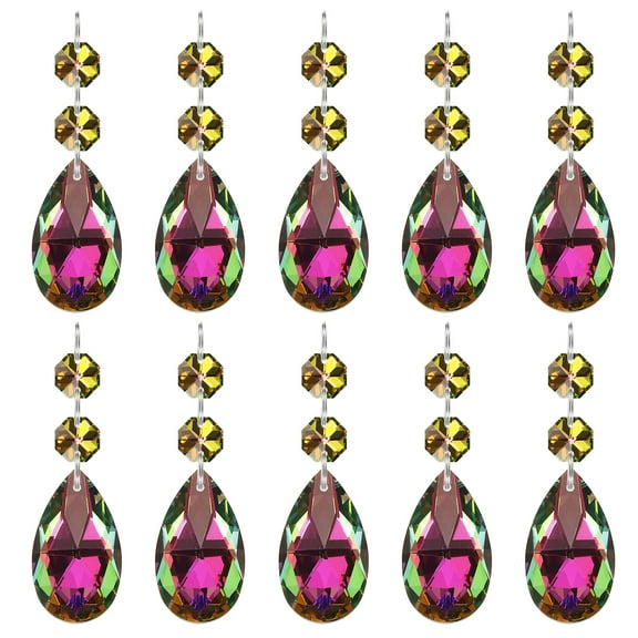 Uxcell Teardrop Crystal Chandelier Pendants Beads, 10 Pack 85mm Length 38mm Chandelier Prisms Parts Ornaments Hanging Beads for DIY Arts Crafts Decoration, Colorful