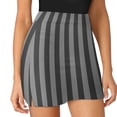 thumbnail image 3 of Black And Gray Vertical Stripes Women's Shorts Non-Slip Single Pocket A-line Trouser Skirt Summer Shorts Casual Shorts for Women, 3 of 7